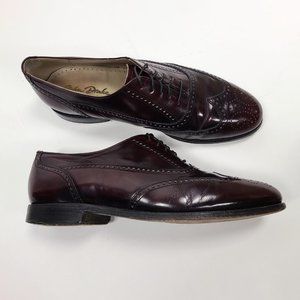 John Drake Mens Size 10 D Burgundy Leather Oxford Wing Tip Dress Shoes